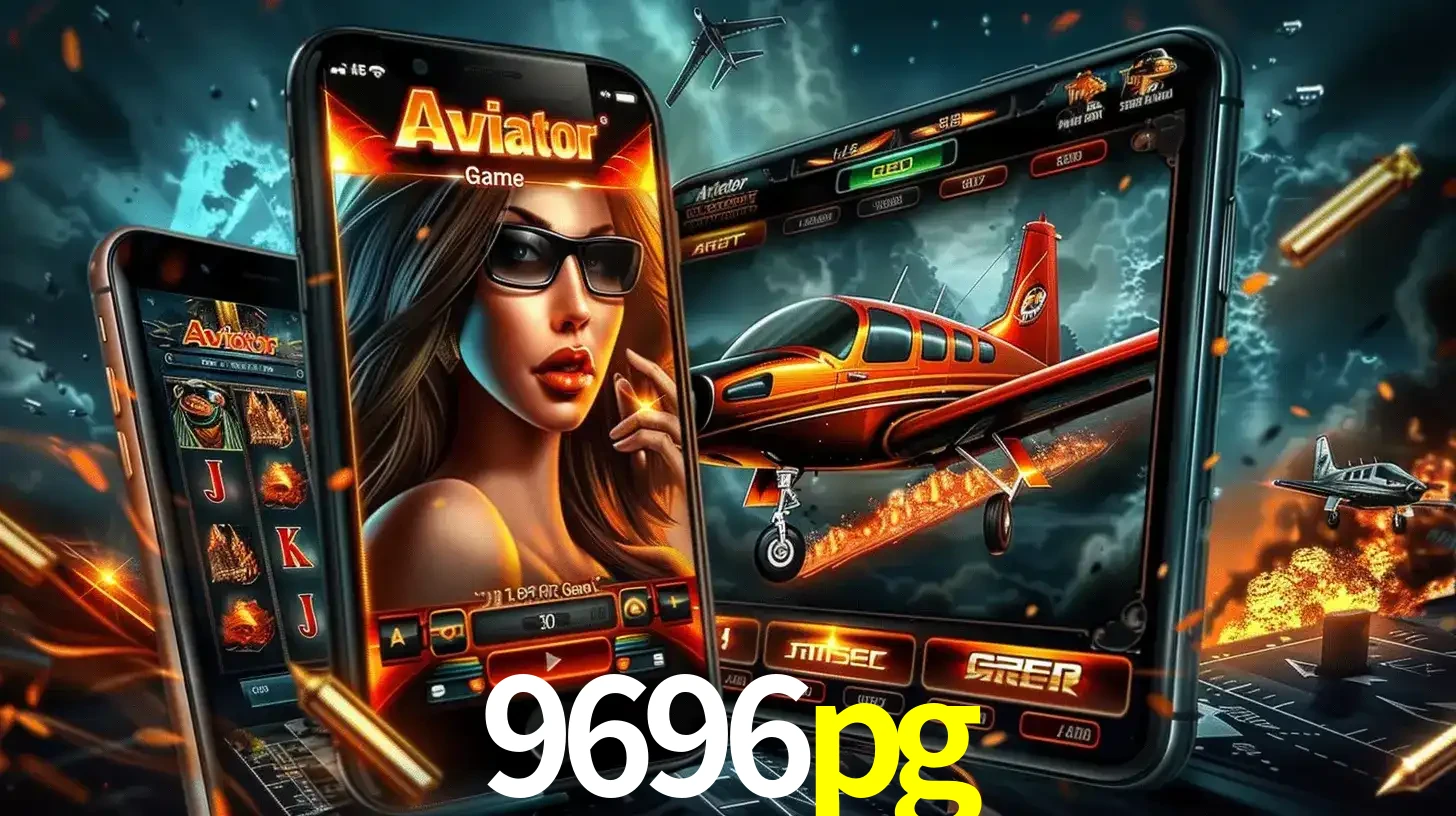 O popular jogo de apostas Aviator exibido em vários celulares e tablets, mostrando a interface emocionante e a ação de voo disponíveis para jogar agora no 9696pg.