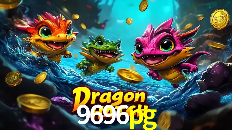 Arte promocional do jogo Dragon Hatch com três adoráveis dragões bebês nadando entre moedas de ouro, um dos slots mais divertidos para jogar no cassino 9696pg.